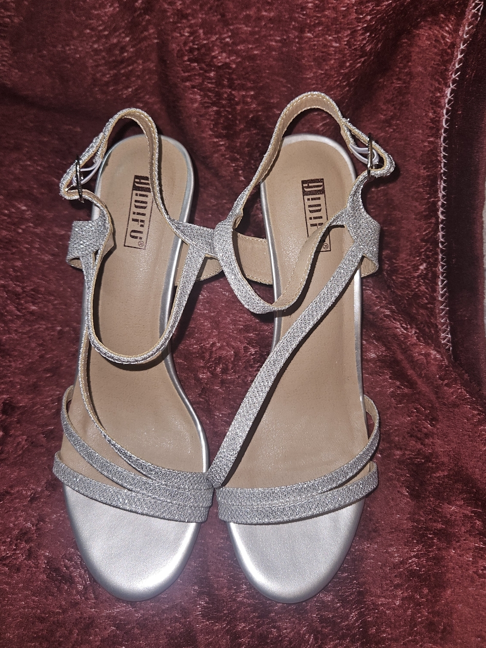 Silver Strappy Slingback Heels with Adjustable Ankle Strap